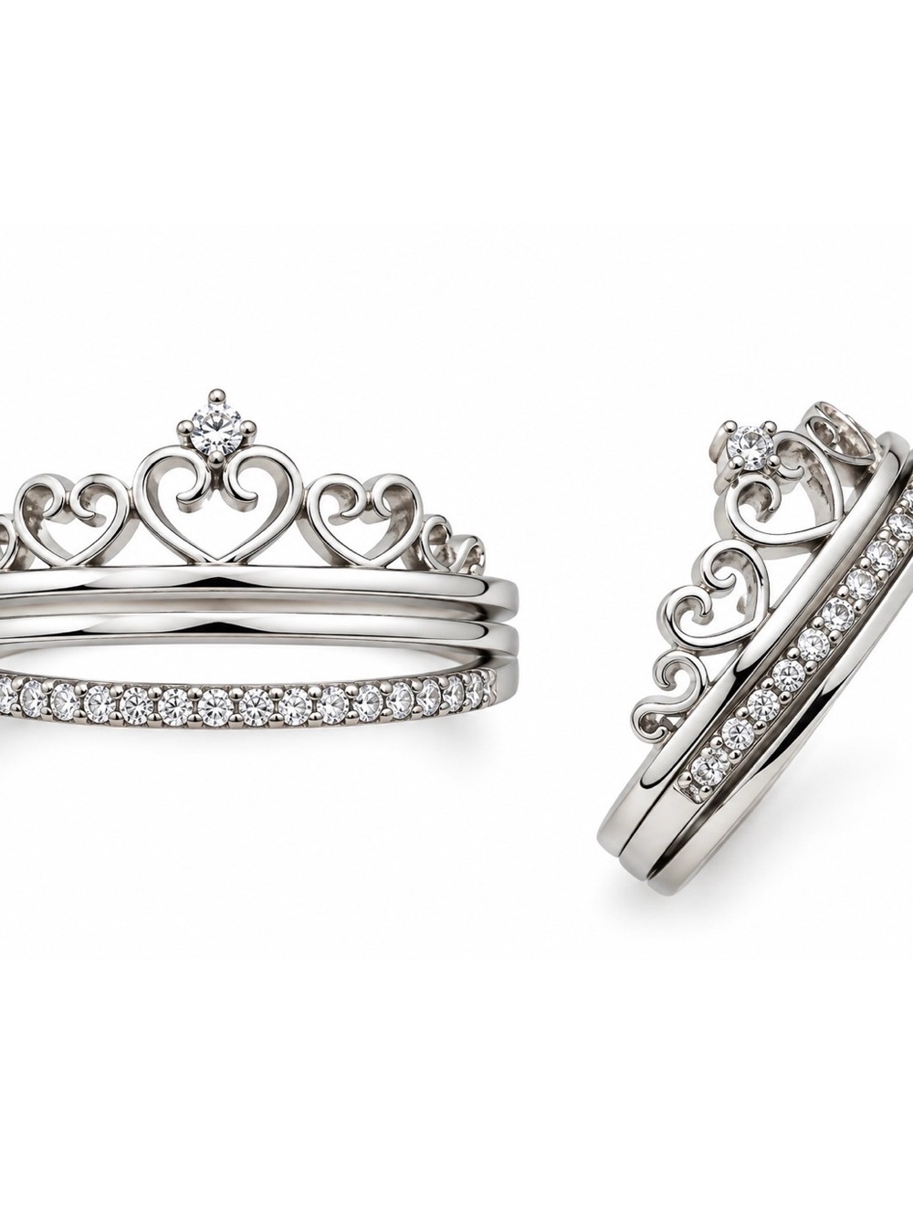 Size 7 sterling silver crown ring set
